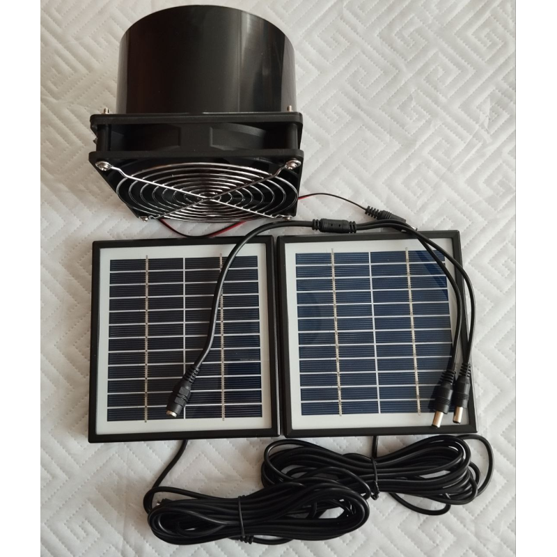 Вентилятор 12V d120mm з живленням від сонячних панелей 7W